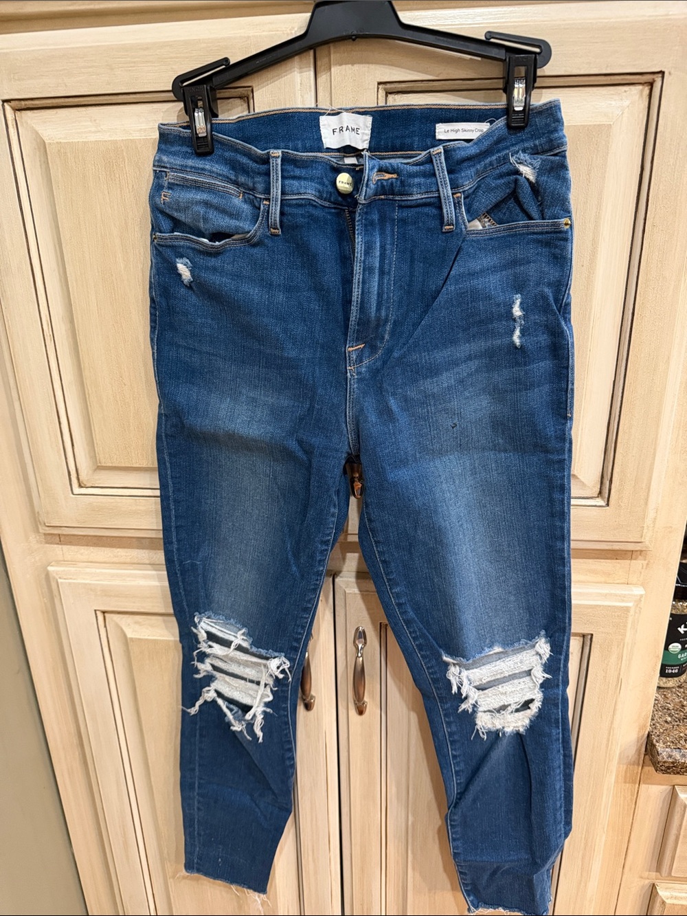 Frame Denim Women's Ripped Dark Blue Boyfriend Jeans